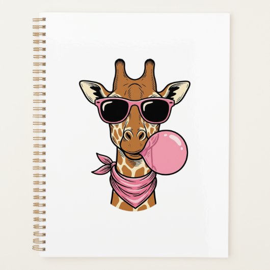 Retro Gravure Giraffe Bubblekauwgom Vectorontwerp_ Planner (Voorkant)