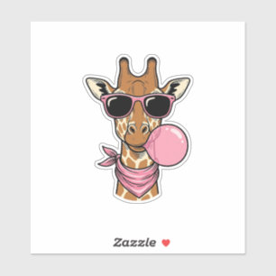 Retro Gravure Giraffe Bubblekauwgom Vectorontwerp_ Sticker