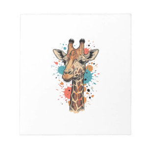Retro Gravure Giraffe Kunst Wit T-Shirt Ontwerp ( Notitieblok