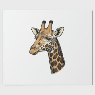 Retro Gravure Giraffe Portret Shirt Ontwerp (7 Cadeaupapier