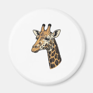 Retro Gravure Giraffe Portret Shirt Ontwerp (7 Magneet