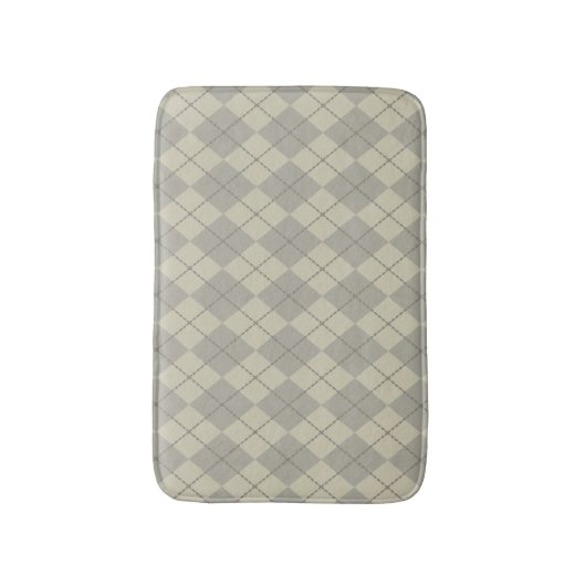 Retro Gray Argyle Bathroom Rug Bath Mat (Voorkant Verticaal)