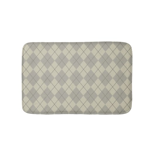 Retro Gray Argyle Bathroom Rug Bath Mat (Voorkant)