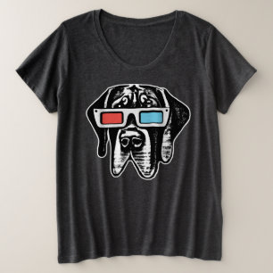 Retro Great Dane met 3D Glasses Womens Shirt
