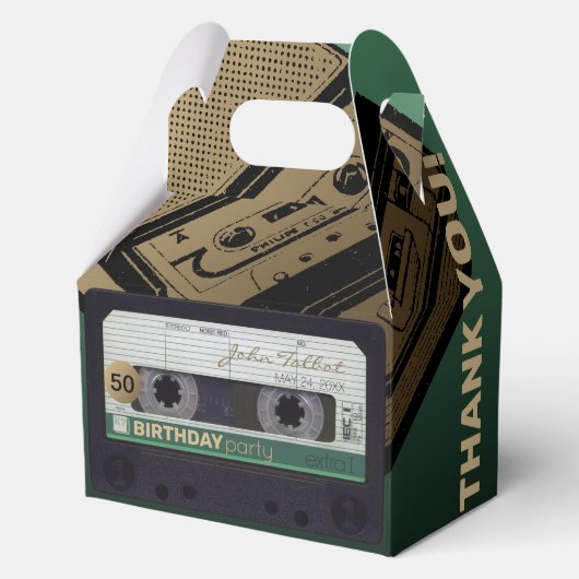 Retro Green Audiotape 50e verjaardag Dank u GFB Bedankdoosjes (Voorkant)