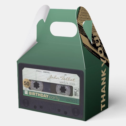 Retro Green Audiotape 50e verjaardag Dank u GFB Bedankdoosjes (Achterkant)