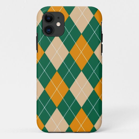 Retro Green Beige Mustard Argyle Diamond Pattern Case-Mate iPhone Case (Achterkant)