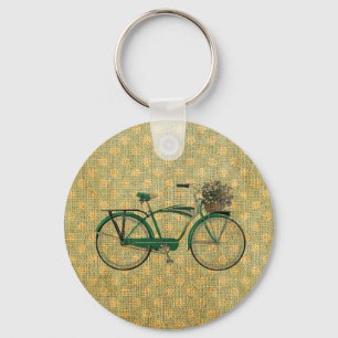 Retro Green Bike met ventilatormand Sleutelhanger