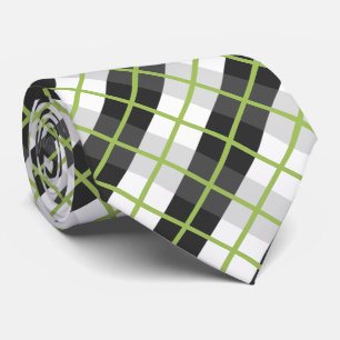 Retro Green Black en White Plays Pattern Stropdas