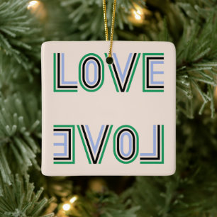 Retro Green Blue Tennis Score Love Keramisch Ornament