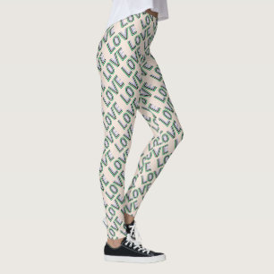 Retro Green Blue Tennis Score Love Leggings