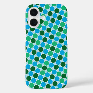 Retro Green Blue Turquoise Stippen Geometric Patte iPhone 16 Hoesje