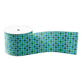Retro Green Blue Turquoise Stippen Geometric Patte Grosgrain Lint (Spoel)