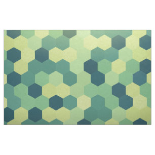 Retro Green Blue Yellow Hexagon Patroon Stof