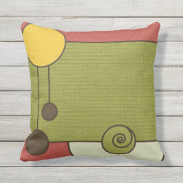Retro Green Burnt Oranje Yellow Pillow Buitenkussen