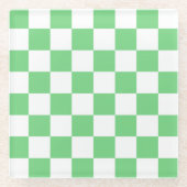 Retro Green Chessboard Checkerboard Tegel Y2K Glazen Onderzetter (Voorkant)