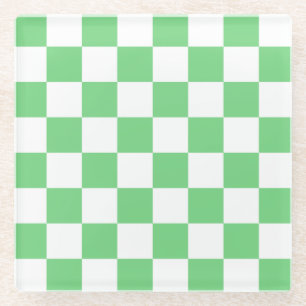 Retro Green Chessboard Checkerboard Tegel Y2K Glazen Onderzetter