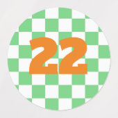 Retro Green Chessboard Checkerboard Tegel Y2K Labels (Design 2)