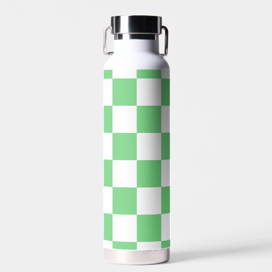 Retro Green Chessboard Checkerboard Tegel Y2K Waterfles (Voorkant)