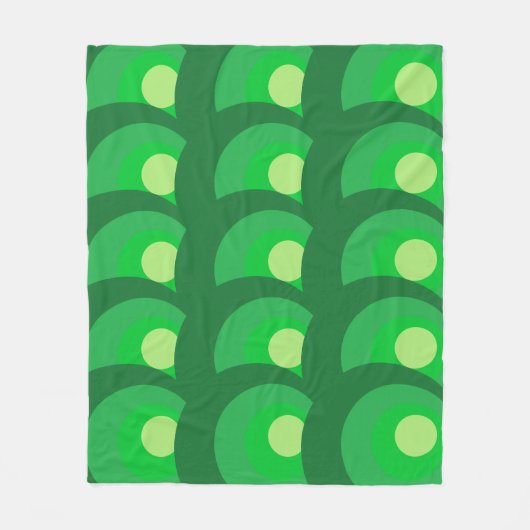 Retro Green Circles Fleece Deken (Voorkant)