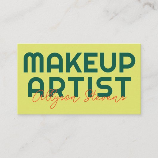 Retro Green Citrus Makeup Artist QR Code Visitekaartje (Voorkant)