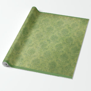  Retro Green Damask Patroon Cadeaupapier