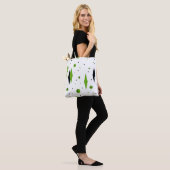 Retro Green Diamonds en Starbursts Canvas tas (Op model)