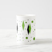 Retro Green Diamonds & Starbursts Bone China Mok (Voorkant)