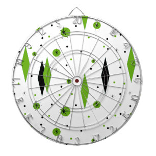 Retro Green Diamonds & Starbursts Dart Board Dartbord