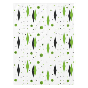 Retro Green Diamonds & Starbursts Tablecloth Tafelkleed