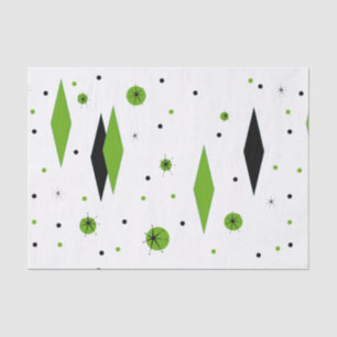 Retro Green Diamonds & Starbursts-weefselpapier Tissuepapier