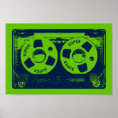 Retro Green en Blue Cassettebandje Poster (Voorkant)