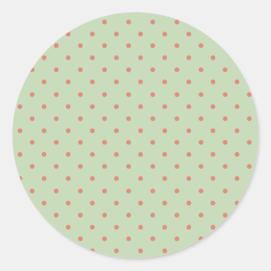 Retro Green en Melon Polka Dot Ronde Sticker (Voorkant)