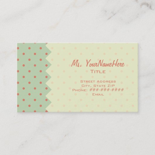 Retro Green en Melon Polka Dot Visitekaartje (Voorkant)