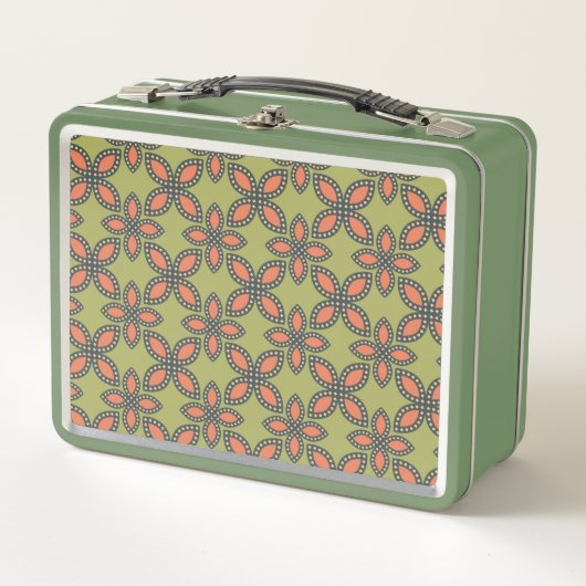 Retro Green en Oranje Abstract Floral Pattern (Voorkant)