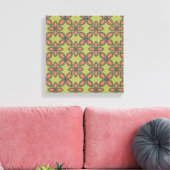 Retro Green en Oranje Abstract Floral Pattern Canvas Afdruk (Insitu (Woonkamer))