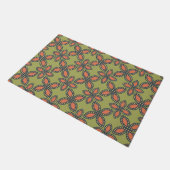 Retro Green en Oranje Abstract Floral Pattern Deurmat (Schuin)