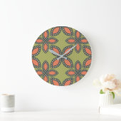 Retro Green en Oranje Abstract Floral Pattern Grote Klok (Huis)