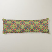 Retro Green en Oranje Abstract Floral Pattern Lichaamskussen (Achterkant)