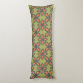 Retro Green en Oranje Abstract Floral Pattern Lichaamskussen (Achterkant (Verticaal))