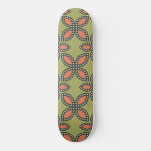 Retro Green en Oranje Abstract Floral Pattern Skateboard