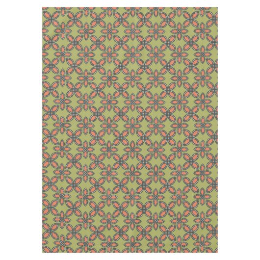 Retro Green en Oranje Abstract Floral Pattern Tafelkleed (Voorkant)