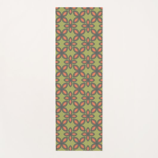 Retro Green en Oranje Abstract Floral Pattern Yogamat (Voorkant)
