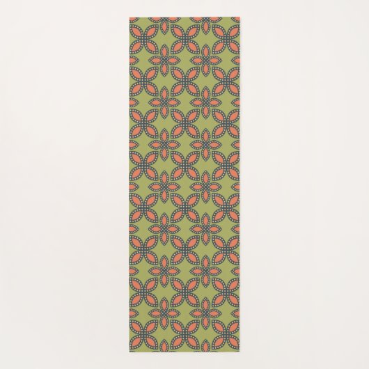 Retro Green en Oranje Abstract Floral Pattern Yogamat (Achterkant)