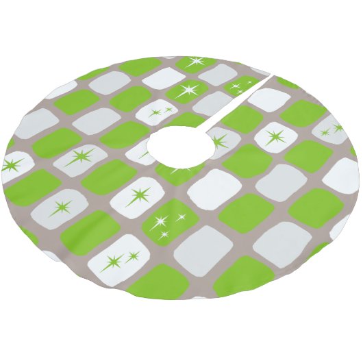 Retro Green en White Starbursts Tree Skirt Kerstboom Rok (Gekanteld)