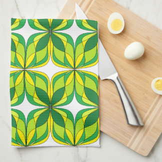 Retro Green en Yellow Design Towel Theedoek