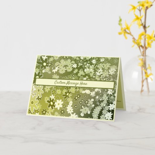 Retro Green Flowers Foliage Kaart (Gele Bloem)