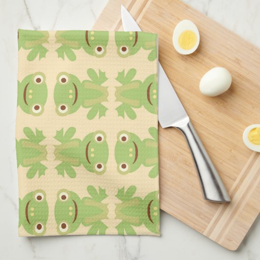 Retro Green Frog Pattern Theedoek (Quarter Fold)
