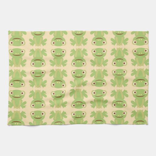 Retro Green Frog Pattern Theedoek (Horizontaal)
