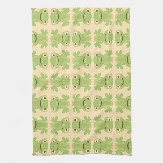 Retro Green Frog Pattern Theedoek (Verticaal)